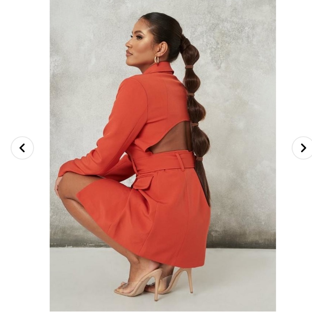 Missguided Orange Belted Open Back Blazer Dress size 6 🧡